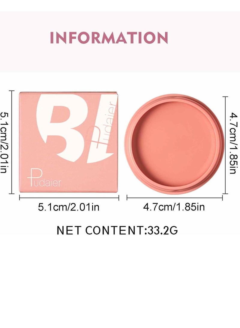 pudaier بلشر وجه مات بلون الخدود طويل الأمد مكياج بلسم مقاوم للماء مغذي للوجه بلشر كريمي للخدود مدعوم بزيت الخروع وفيتامين E بلشر عالي الصبغة لإشراقة طبيعية 02 - Image 4