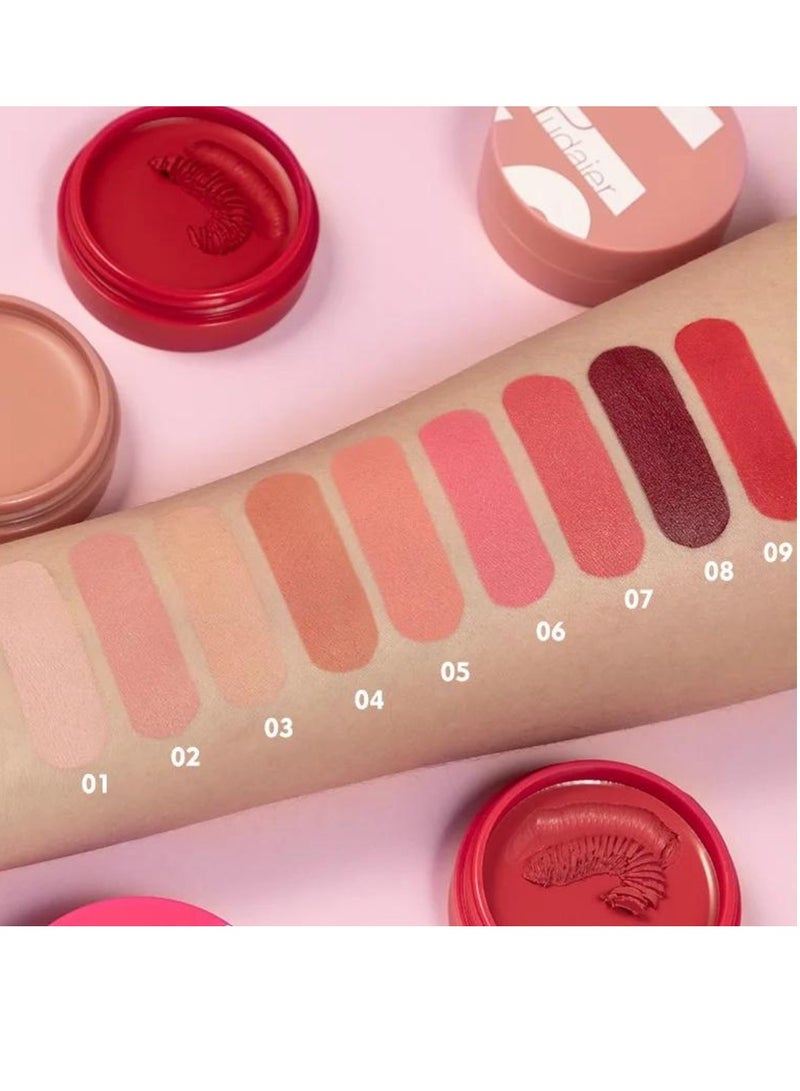 pudaier بلشر وجه مات بلون الخدود طويل الأمد مكياج بلسم مقاوم للماء مغذي للوجه بلشر كريمي للخدود مدعوم بزيت الخروع وفيتامين E بلشر عالي الصبغة لإشراقة طبيعية 02 - Image 5