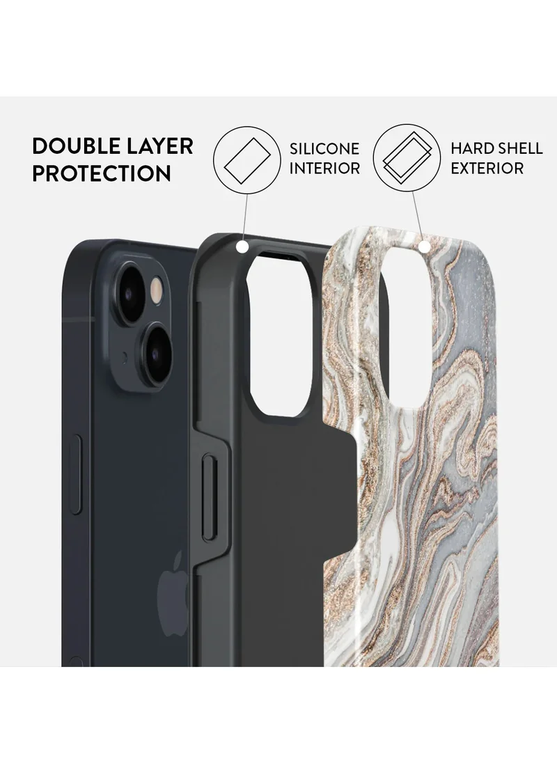 BURGA iPhone 15 Case, 2 Piece Hard Shell + TPU Silicone Interior, Shock Absorption, All Port Accessible, Raised Bezel For Screen & Camera Protection, Never Fading HQ Print,Gentle Wind