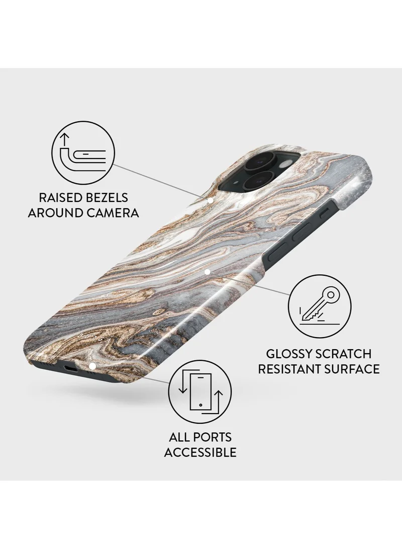 BURGA iPhone 15 Case, 2 Piece Hard Shell + TPU Silicone Interior, Shock Absorption, All Port Accessible, Raised Bezel For Screen & Camera Protection, Never Fading HQ Print,Gentle Wind