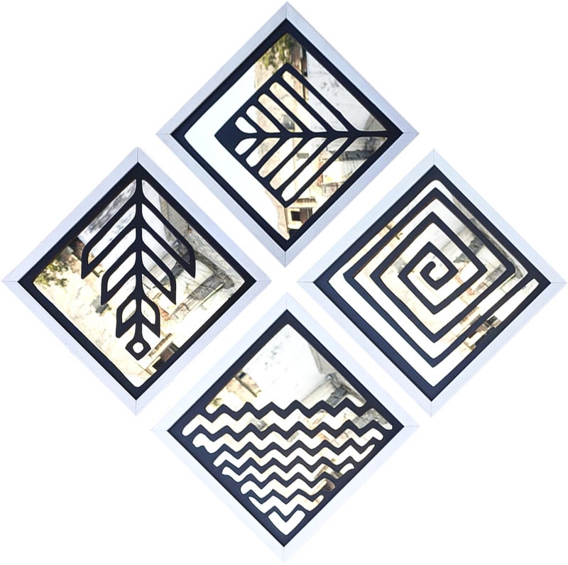 Luxieur Crafts Luxieur Wall Decorative Elements Mirror Frame 10Inch Decorative Mirror Frames Stylish Wall Art for Living Room Bedroom and Hotel Wall Frames Set of 4  - Image 1