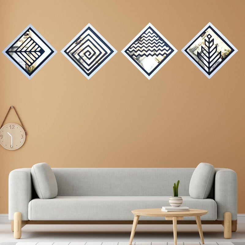 Luxieur Crafts Luxieur Wall Decorative Elements Mirror Frame 10Inch Decorative Mirror Frames Stylish Wall Art for Living Room Bedroom and Hotel Wall Frames Set of 4  - Image 4