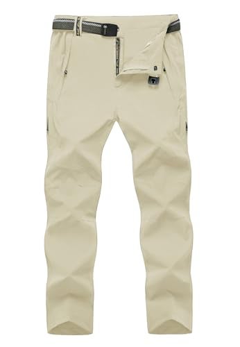 TBMPOY Men's Lightweight Hiking Pants Quick Dry Mountain Fishing Camping Travel Outdoor Pants Thin Creamy White M - Image 3