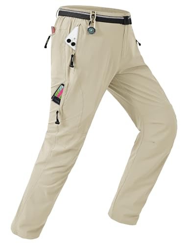 TBMPOY Men's Lightweight Hiking Pants Quick Dry Mountain Fishing Camping Travel Outdoor Pants Thin Creamy White M - Image 1