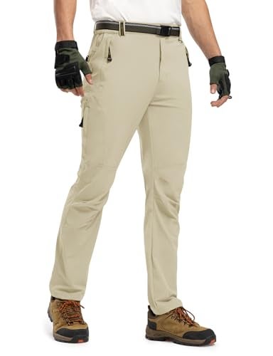 TBMPOY Men's Lightweight Hiking Pants Quick Dry Mountain Fishing Camping Travel Outdoor Pants Thin Creamy White M - Image 2