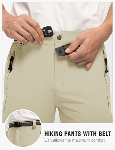 TBMPOY Men's Lightweight Hiking Pants Quick Dry Mountain Fishing Camping Travel Outdoor Pants Thin Creamy White M - Image 4