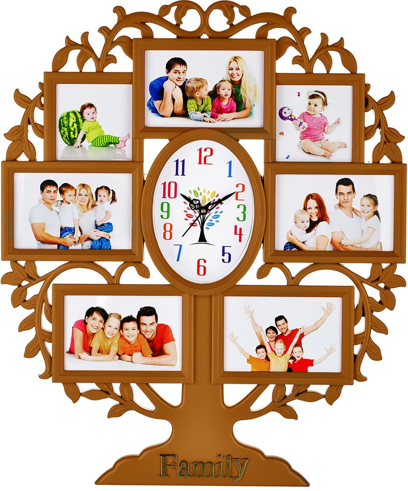 Harbour Analog Latest Stylish New Models Wall Clock With Photo Frames For Home Living Room Hall Bedroom (SIZE HEIGHT 58 CM X WIDTH 48CM)- Home Decor Big size Wall Clock Mz STRT7 - Image 1
