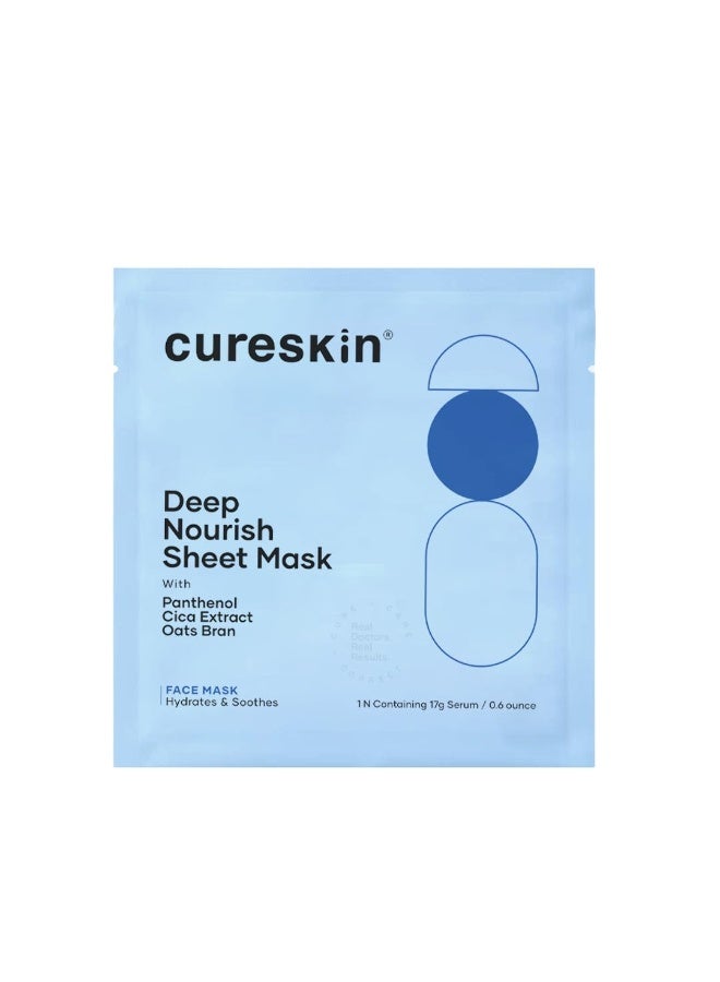 Cureskin Deep Nourish Hydrating Face Sheet Mask with Panthenol, Cica Extract & Oats Bran | Intense Moisture, Glow & Soothing Care | Pack of 1 - Image 1