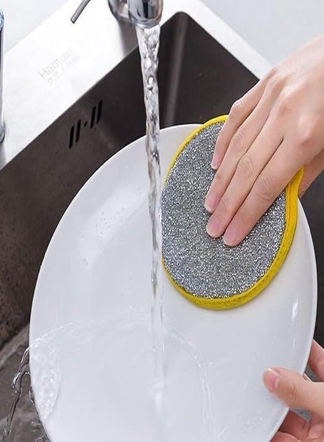 Ghini Round Kitchen Scrubber Pads for Dishwashing - Sparkle Non-Scratch Cleaning Sponge for Utensils, Heavy Duty Reusable Dish Scrubber for Kitchen & Cookware (Pack of 5) - Image 4