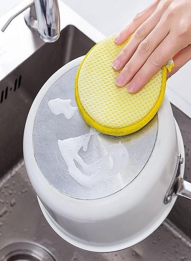 Ghini Round Kitchen Scrubber Pads for Dishwashing - Sparkle Non-Scratch Cleaning Sponge for Utensils, Heavy Duty Reusable Dish Scrubber for Kitchen & Cookware (Pack of 5) - Image 2