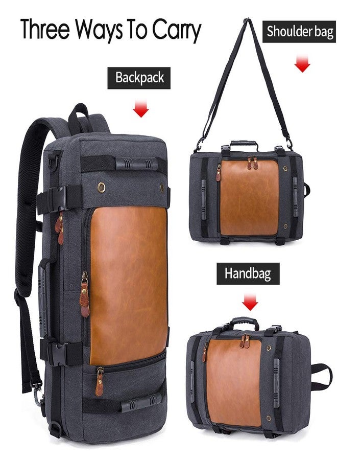 KAKA Unisex Travel Backpack Convertible Carry-On Bag 15.6 Inch Laptop Backpack Black 21.6*11.7*7 Inch 30L Water Resistant Canvas Oxford Rucksack - Image 5
