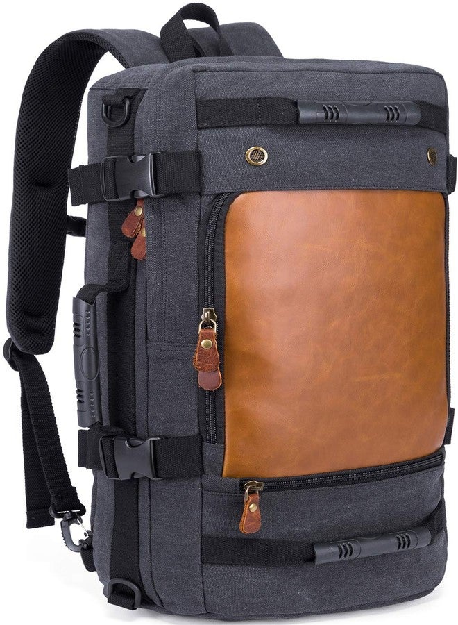 KAKA Unisex Travel Backpack Convertible Carry-On Bag 15.6 Inch Laptop Backpack Black 21.6*11.7*7 Inch 30L Water Resistant Canvas Oxford Rucksack - Image 1