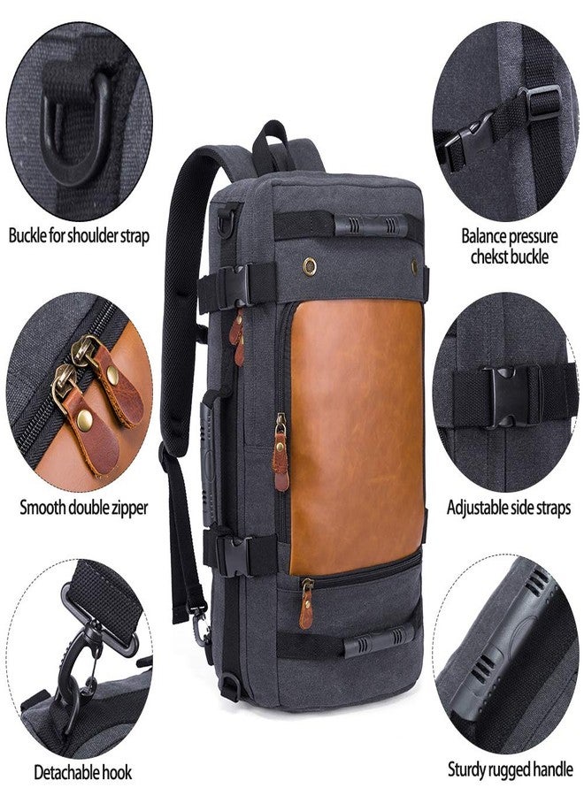 KAKA Unisex Travel Backpack Convertible Carry-On Bag 15.6 Inch Laptop Backpack Black 21.6*11.7*7 Inch 30L Water Resistant Canvas Oxford Rucksack - Image 4