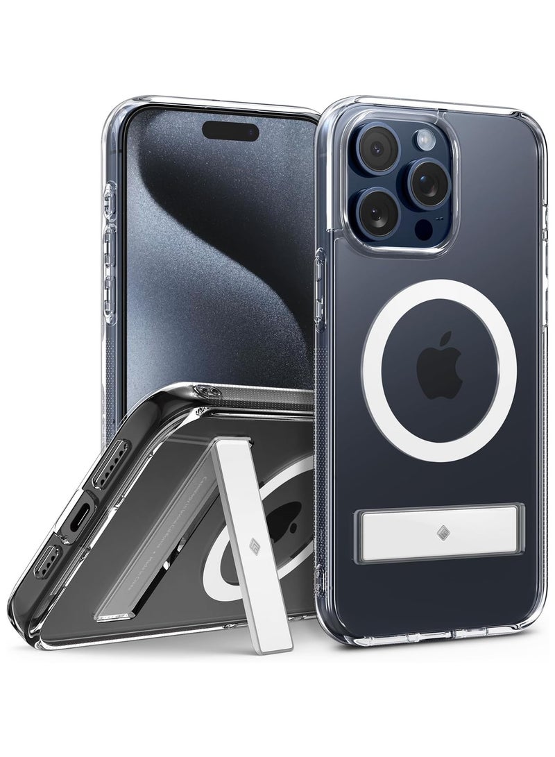 Caseology Capella Mag Kickstand iPhone 15 Pro MAX MagSafe Case Cover (2024) - Clear White - Image 1