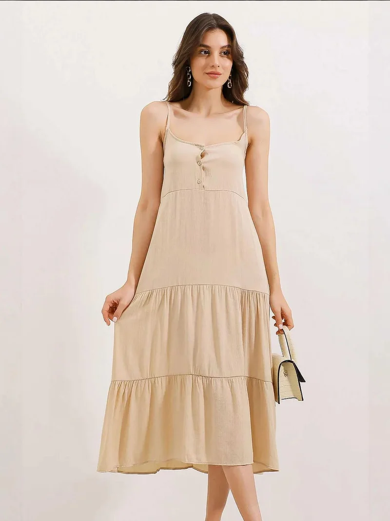 بيغ دارت فستان ميدي فضفاض بياقة مربعة