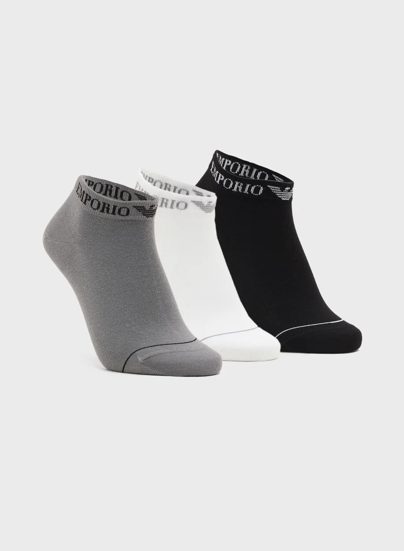 امبوريو ارماني 3 Pack Of Logo Ankle Socks