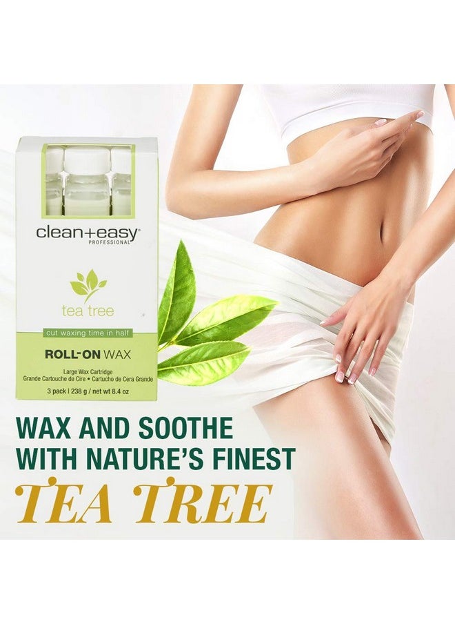 Clean + Easy - Large Tea Tree Creme Wax Refill For Facial And Body Hair Removal - 3 Pack - Image 1