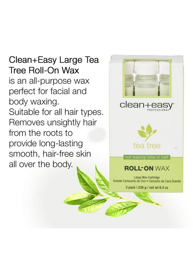 Clean + Easy - Large Tea Tree Creme Wax Refill For Facial And Body Hair Removal - 3 Pack - Image 1