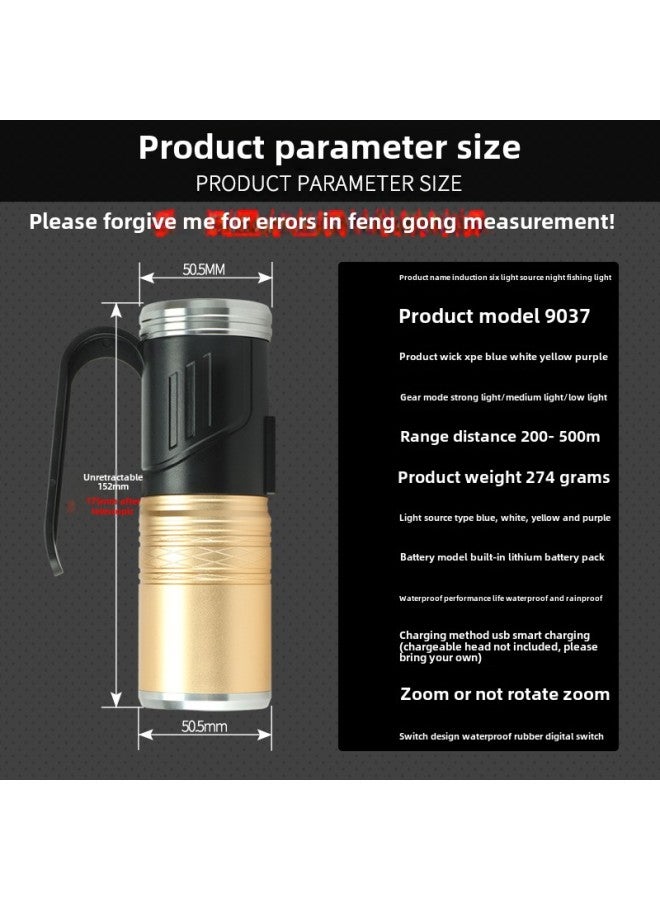 Highlight LED Night Fishing Lights Fishing Lights Blue Light Zoom Fishing Gear USB Strong Light Rechargeable Fish Flashlight-Color:3 Light Set 3: Lamp + Line + Cloth Bag + Fishing Box Rack - Image 5