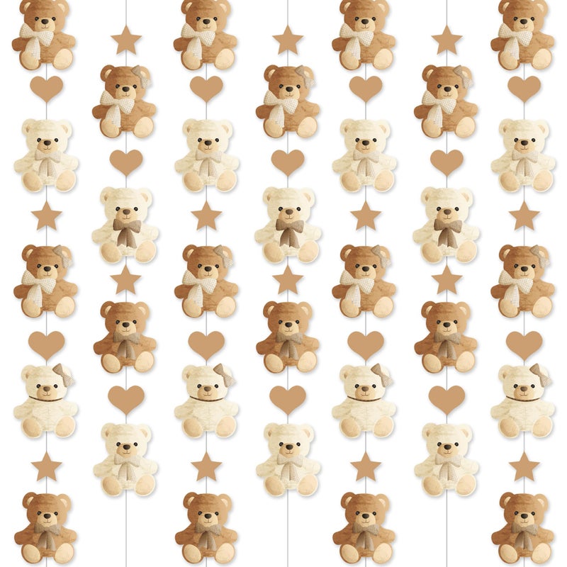 umoni Brown Bear Birthday Party Decorations 8PCS Teddy Bear Garland banner Bear Baby Shower Supplies Bearly Wait Gender Reveal Hanging Cutout Garlands for Birthday Wedding Party Decor - Image 1