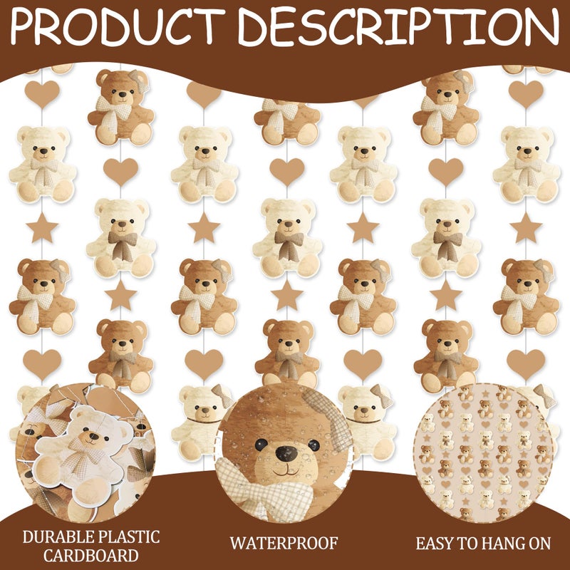 umoni Brown Bear Birthday Party Decorations 8PCS Teddy Bear Garland banner Bear Baby Shower Supplies Bearly Wait Gender Reveal Hanging Cutout Garlands for Birthday Wedding Party Decor - Image 4