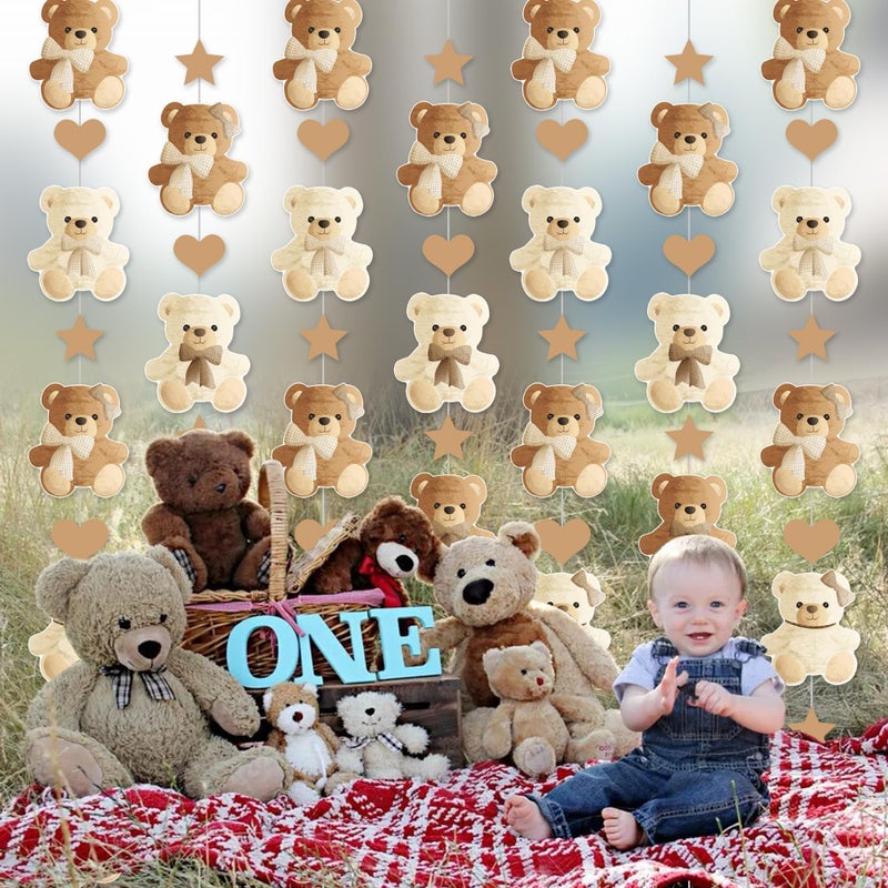 umoni Brown Bear Birthday Party Decorations 8PCS Teddy Bear Garland banner Bear Baby Shower Supplies Bearly Wait Gender Reveal Hanging Cutout Garlands for Birthday Wedding Party Decor - Image 5