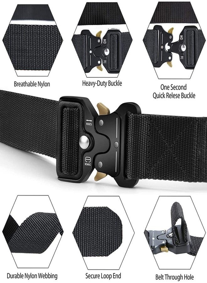 MOZETO Men's Tactical Belt, 1.5" Nylon Web Rigger Hiking Work Belts for Men with Heavy Duty Quick Release Buckle - Image 2