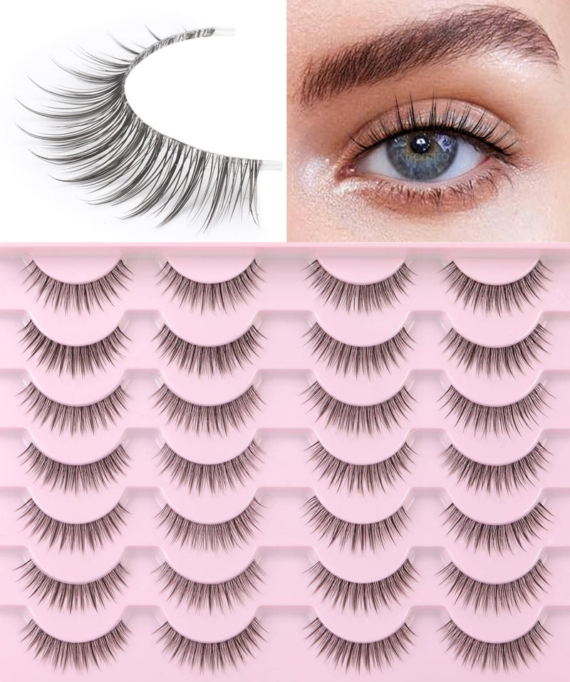 Kiromiro Eyelashes Wispy 10mm False Lashes Natural Look Soft 3D Mink Lashes Short Strip Lashes Pack