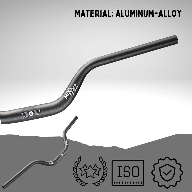Mixsuper Mountain Bike High Riser Handlebar 31.8mm Length 720mm Rise 90mm Aluminium Alloy MTB Handlebar Black - Image 4