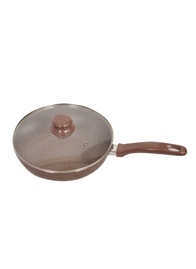 Easy Cook - Easycook Marble Wok Pan | Non-Stick Stir-Fry Pan with Marble Coating | with Glass Lid - Image 1