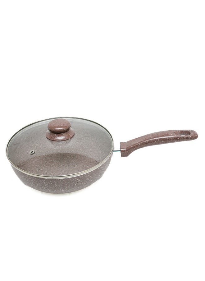 Easy Cook - Easycook Marble Wok Pan | Non-Stick Stir-Fry Pan with Marble Coating | with Glass Lid - Image 1