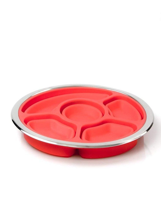Good Cooking Collapsible 14" Party Serving Platter for Entertaining - Fruit, Veggie, Appetizer Server Tray w Stainless Steel Lid - Easy to Clean & Store, Portable, Dishwasher Safe- Thanksgiving & Xmas Hosting - Image 3