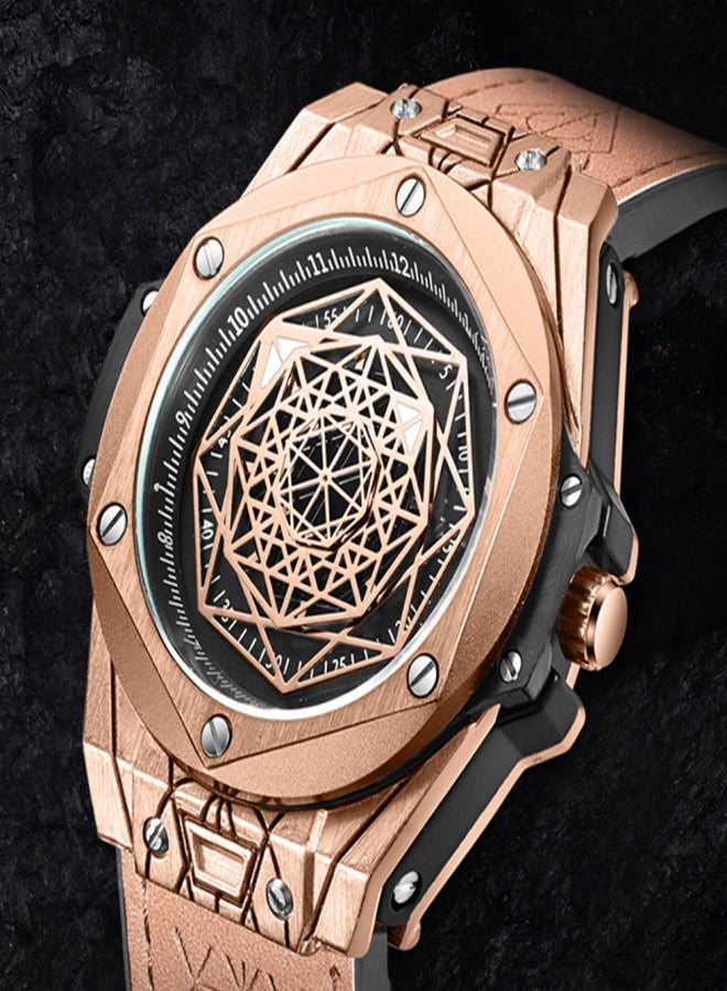 ONOLA Men's Quartz Watch with Leather Strap Fashion Multifunction Wristwatch 3ATM Watches - Image 2