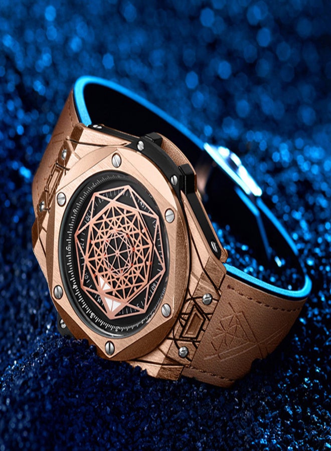 ONOLA Men's Quartz Watch with Leather Strap Fashion Multifunction Wristwatch 3ATM Watches - Image 4