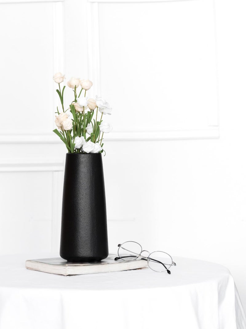 HUBUISH Ceramic Vase - Flower Vase Minimalism Style for Modern Table Shelf Home Decor  Fit for Fireplace Bedroom Kitchen Living Room Centerpieces Office Desk (Solid Black  Super Big) - Image 2