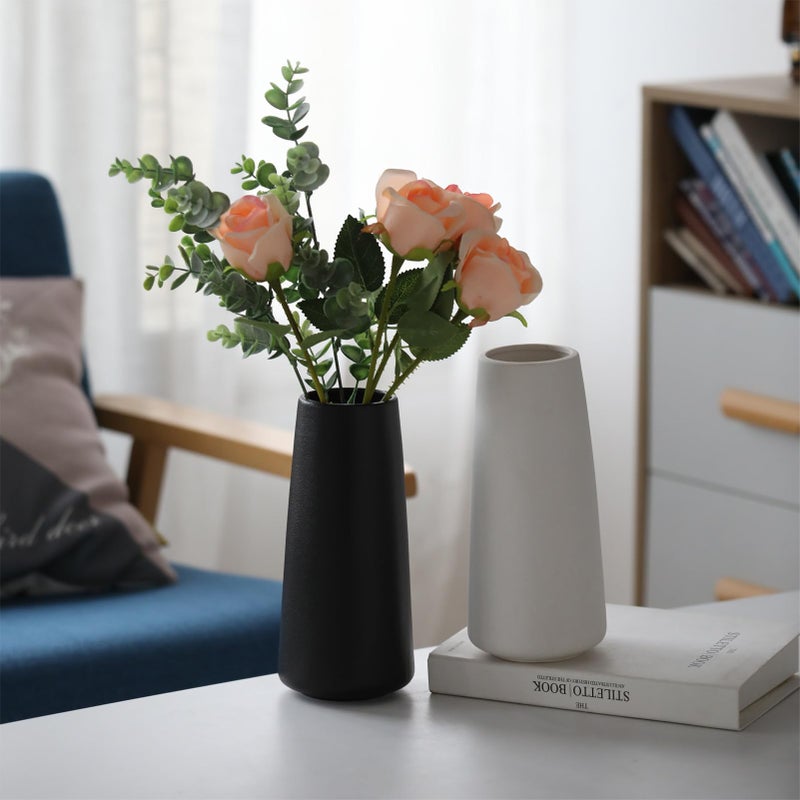 HUBUISH Ceramic Vase - Flower Vase Minimalism Style for Modern Table Shelf Home Decor  Fit for Fireplace Bedroom Kitchen Living Room Centerpieces Office Desk (Solid Black  Super Big) - Image 5