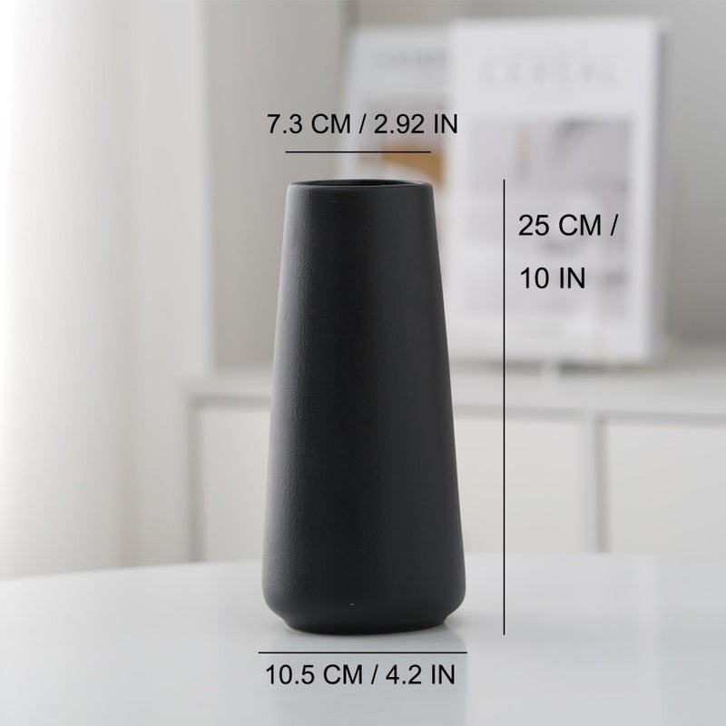 HUBUISH Ceramic Vase - Flower Vase Minimalism Style for Modern Table Shelf Home Decor  Fit for Fireplace Bedroom Kitchen Living Room Centerpieces Office Desk (Solid Black  Super Big) - Image 4