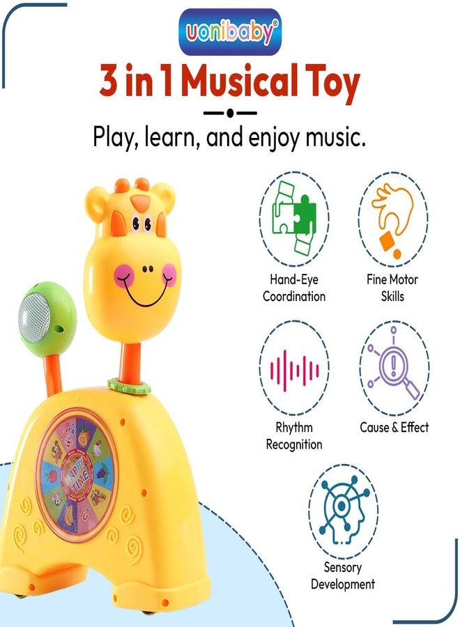 StarAndDaisy Uonibaby by StarAndDaisy Baby & Kids Animal Shaped Musical Toy , 3-in-1 Piano Toy with Lights, 5 Animal Voices, Jackpot Wheel & 360° Rotating Head | Pull-Along Toy for Toddlers - Horse - Image 2