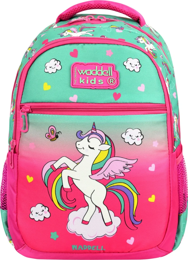 واديل Licensed Fuchsia Unicorn Patterned Girls Primary School Backpack and Lunch Bag
