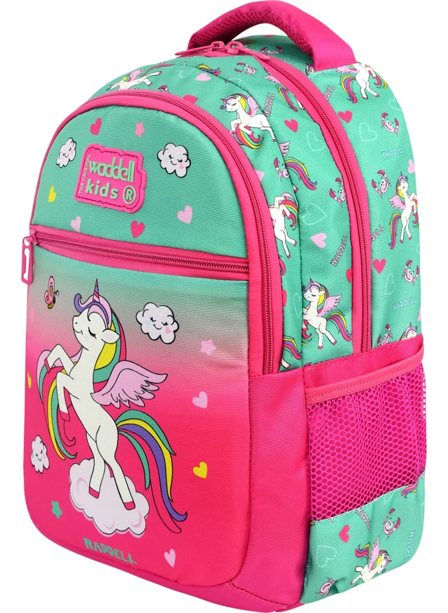 واديل Licensed Fuchsia Unicorn Patterned Girls Primary School Backpack and Lunch Bag