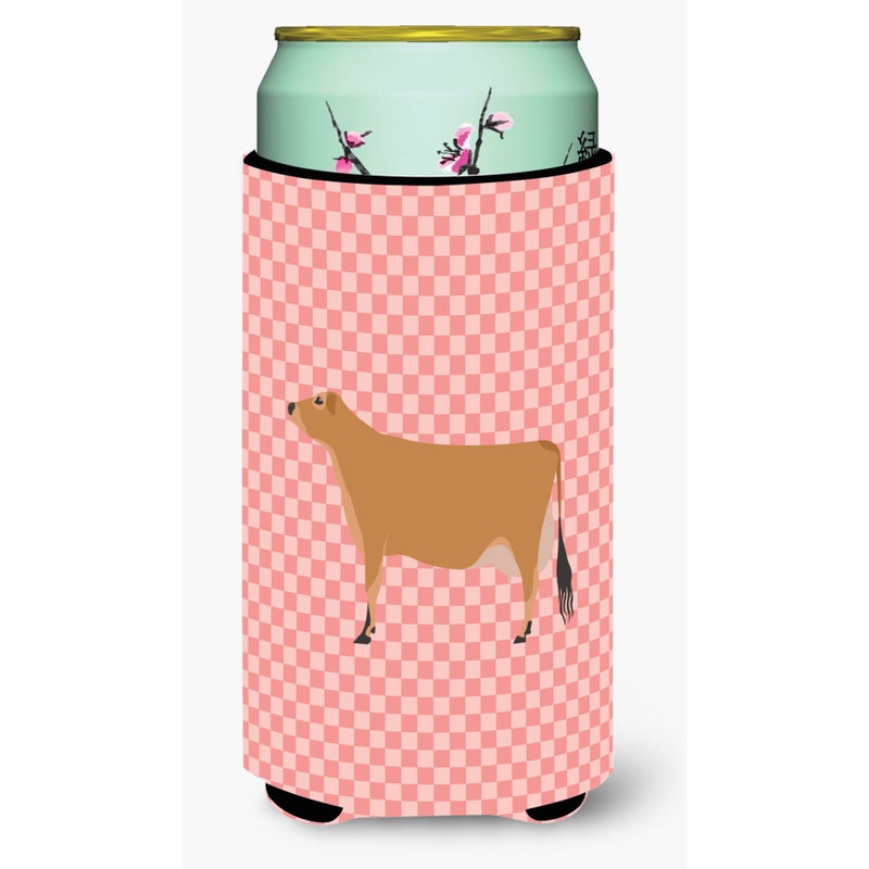 Caroline's Treasures ""Caroline's Treasures Jersey Cow Pink Check Decorative Can Hugger  Tall Boy  Multicolor""