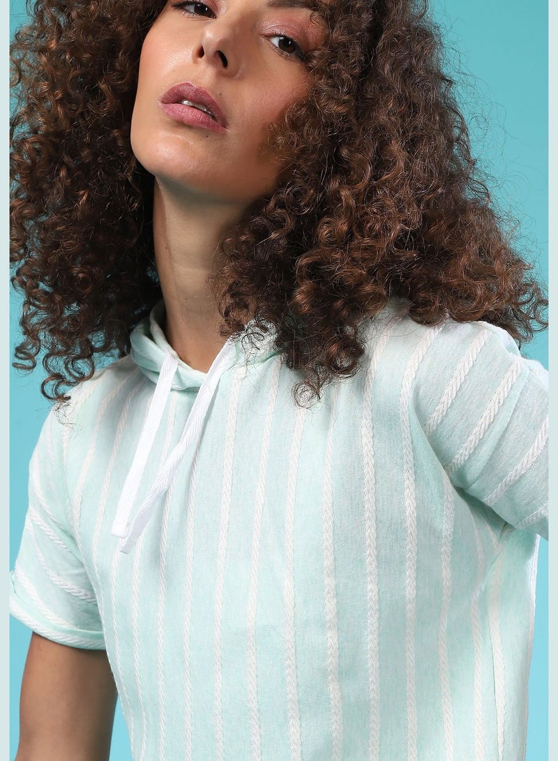Campus Sutra Striped Hoodie - Image 1