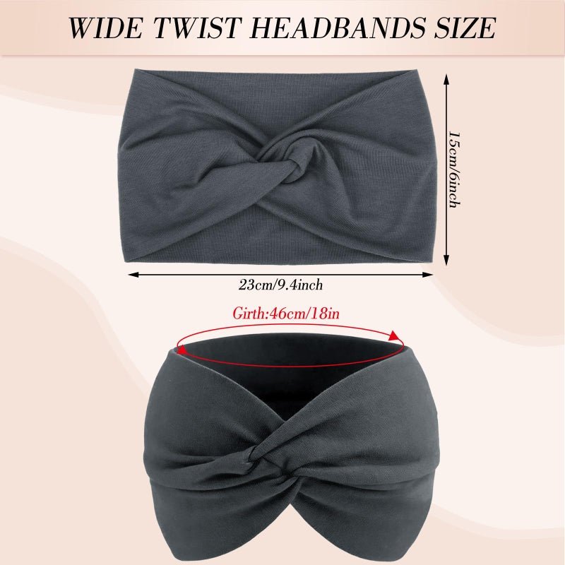 obeoby 6 Inch Cotton Wide Headbands for Work,Daily Life, 6 Pack Non Slip Hair Bands for Workers Large African Hair Wrap for Boho Outfits - Image 2