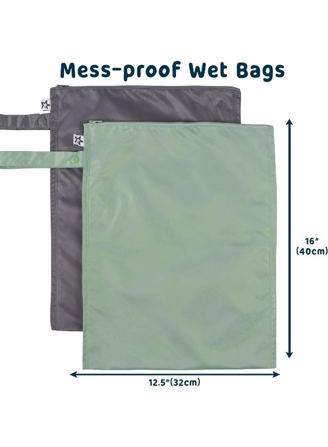 Tiny Twinkle Mess-proof Wet Bags 2 Pack Waterproof and Washable Bag for Travel storage, Stroller, Daycare, Baby Diapers, Yoga, Beach, Pool, Wet Toddler Swimsuits - Image 2