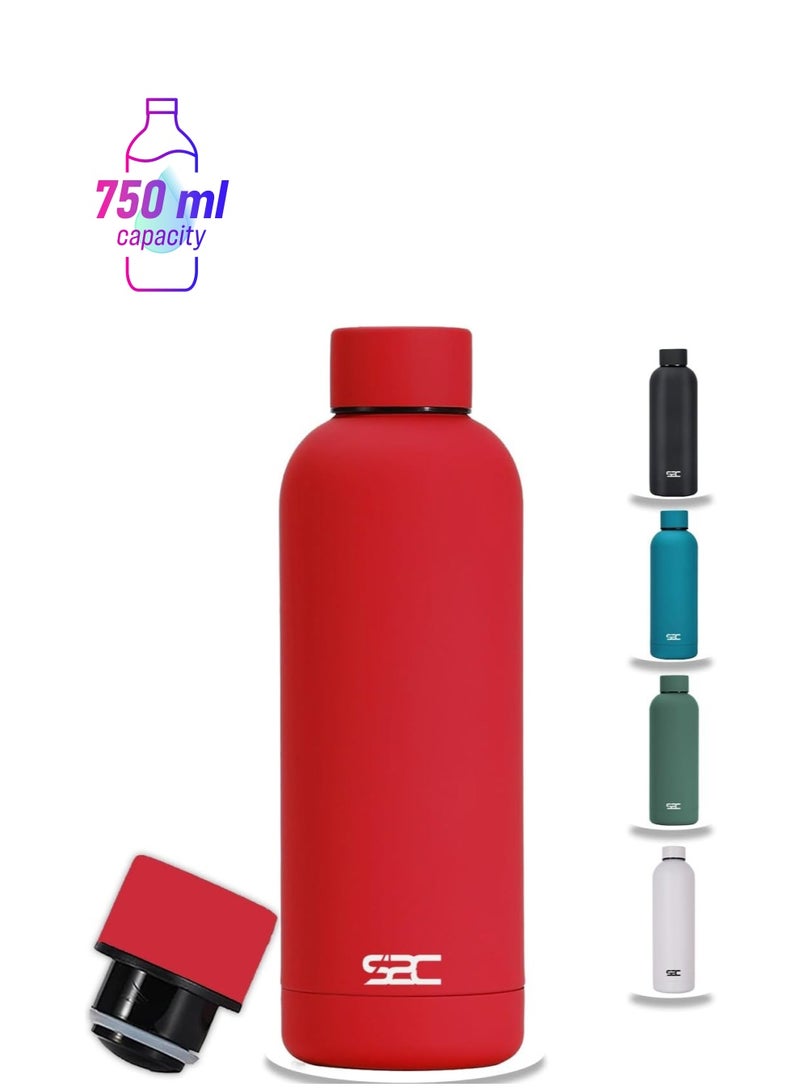 زجاجة مياه للاطفال مصنوعة من الستانلس ستيل بسعة 750 مل - معزولة بجدار مزدوج للمشروبات الساخنة لصالة الالعاب الرياضية والمدرسة اس 2 سي لون احمر - Image 1