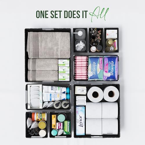 NEATERIZE Baskets For Organizing Set Of 9 Black - Storage Baskets For Shelves - Perfect Closet Organizer Bins, Bathroom Basket, and Pantry Basket - Small Storage Bins For Shelves - Bin For Organization - Image 4