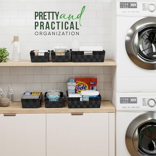 NEATERIZE Baskets For Organizing Set Of 9 Black - Storage Baskets For Shelves - Perfect Closet Organizer Bins, Bathroom Basket, and Pantry Basket - Small Storage Bins For Shelves - Bin For Organization - Image 3