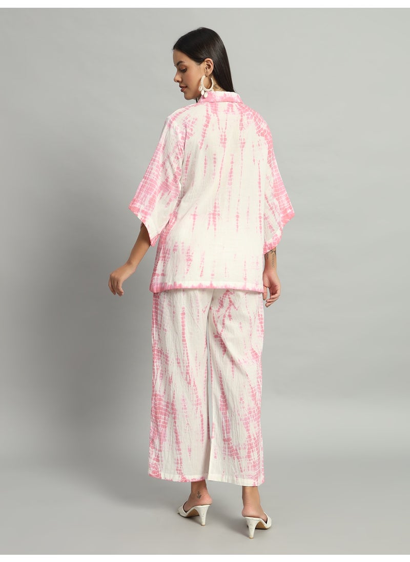 Generic Indian Women Ethnic Pink Shibori Tie-Dye Co-ord Set  - Image 1