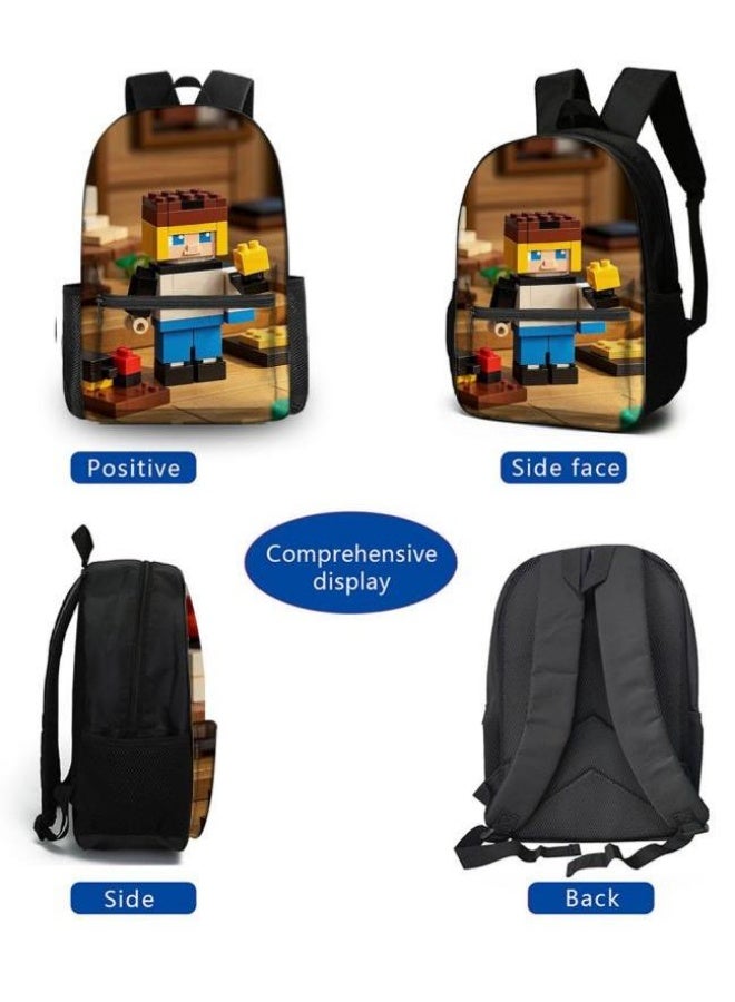 Cartoon three-piece schoolbag with zipper - 454  - Image 3