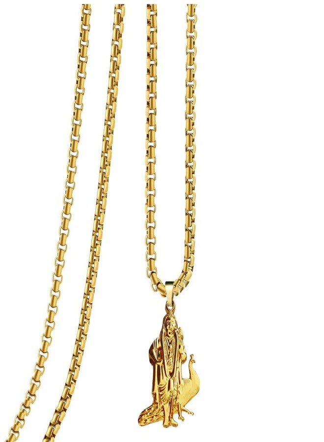 M Men Style Religious God of War Lord Murugan Muruga Kartikeya Skanda Hindu Blessed Amulet Locket for Good Health & Wealth Pendants Pendant Necklace Chain for Unisex Spn2024352 Gold - Image 1